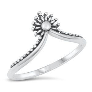 Silver Ring - Beaded Chevron Ring Sterling Silver Ring - 925 size 4-10